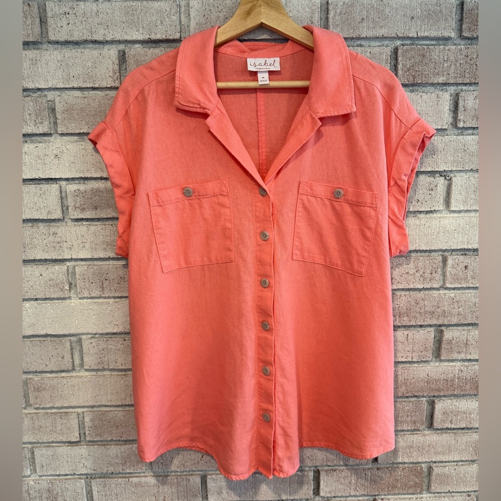 Isabel Linen Blend Button-Down Maternity Top